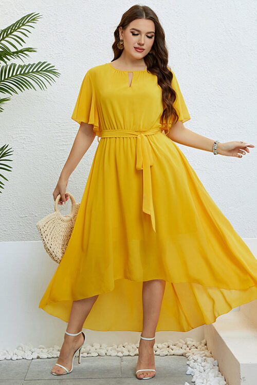 Popular Summer Yellow V neck Lace up ...