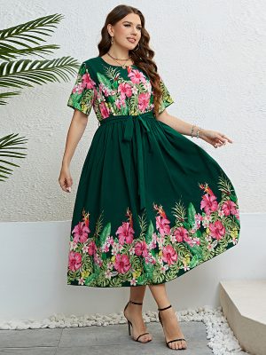 Popular Summer Green Printing Lace up...