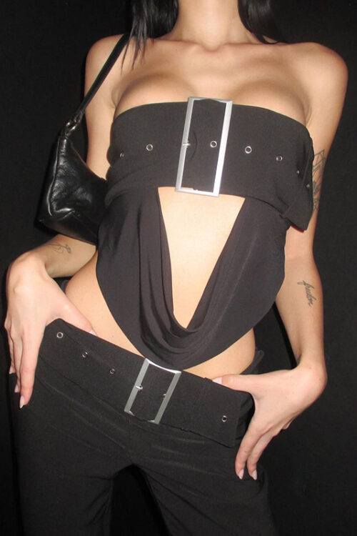 Sexy Sexy Square Buckle Tube Top Supe...