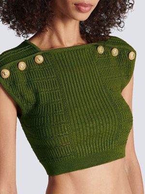 Summer Wide Shoulder Sleeveless Knitt...