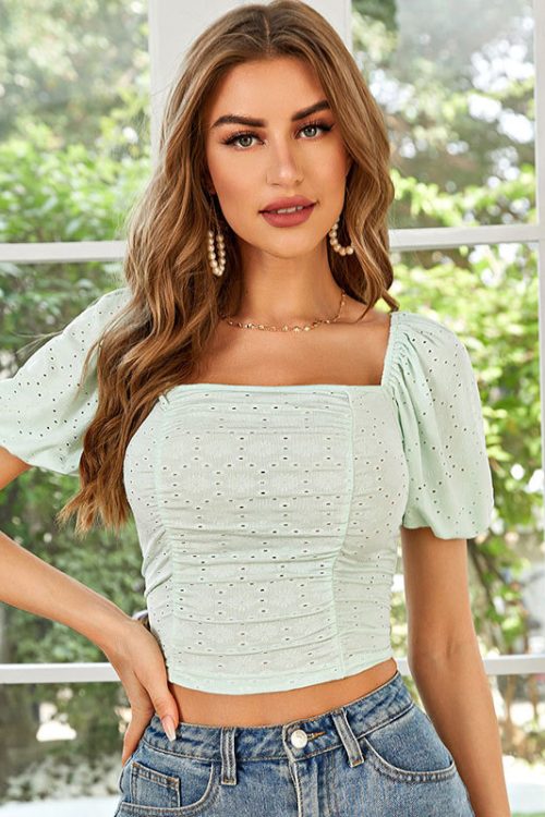 Summer Sexy Shirt Square Collar Top W...