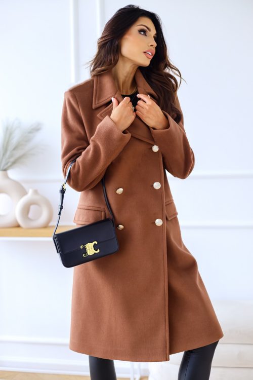Autumn Winter Simplicity Long Sleeve Collared Double Breasted Woolen Coat