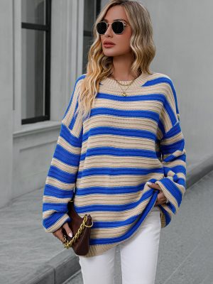 Autumn Winter Striped Sweater Women K...