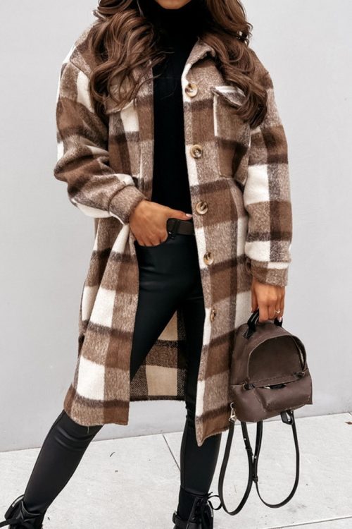 Autumn Winter Long Single Breasted Collared Shacket Woolen Coat