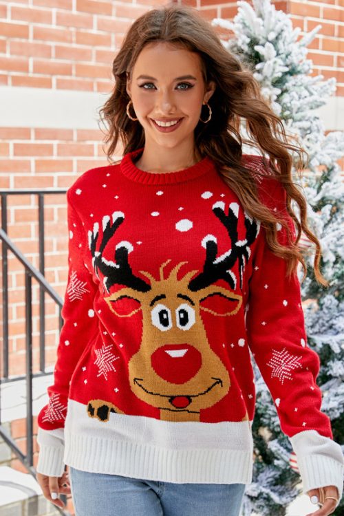 Jacquard Casual Pullover Christmas Knitted Sweater
