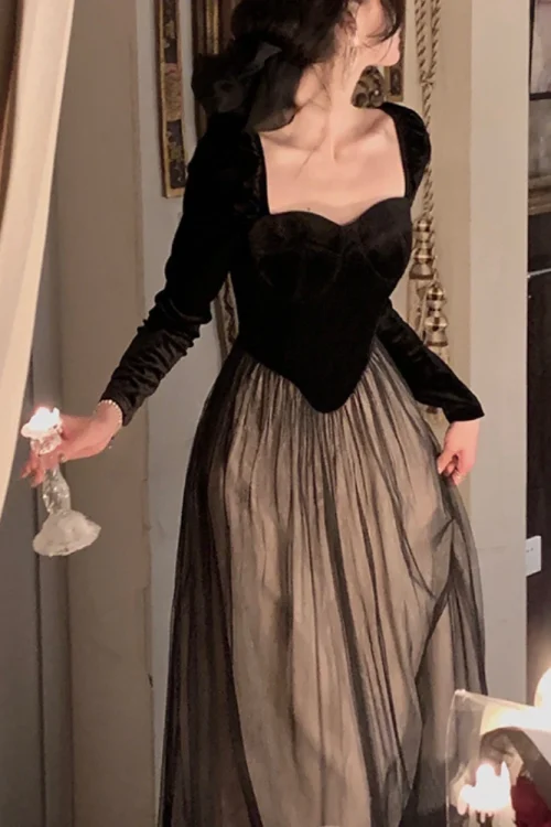 Elegant Long Sleeve Midi Dress