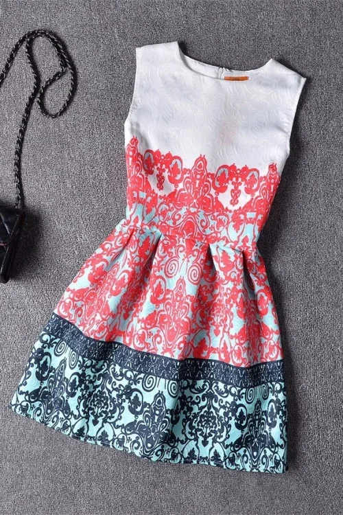 A-Line Printing Sleeveless Casual Dress