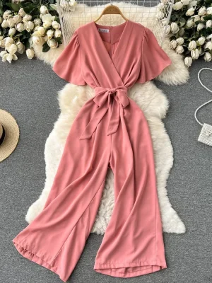 Summer V-Neck Irregular Jumpsuit for ...