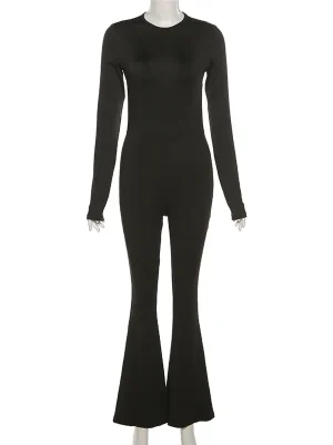 Cryptographic Black Backless Jumpsuit...