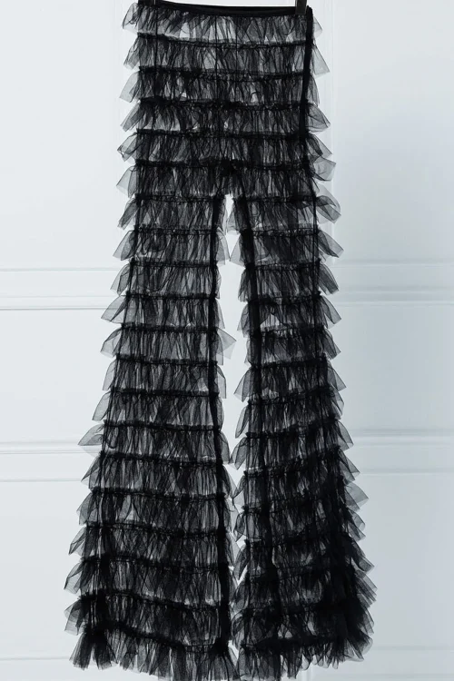 Cryptographic Tiered Mesh Flare Pants...