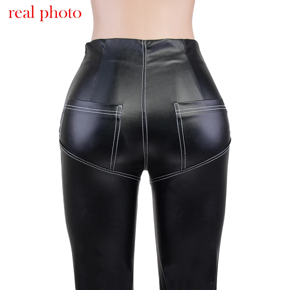 Chic PU Leather High-Rise Skinny Pants – Streetwear Glam