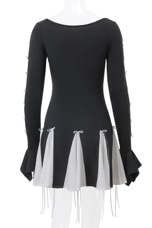 Bow Detail Flare Sleeve Mini Dress &#...