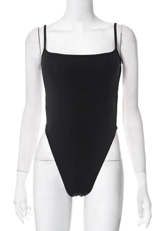 Elegant Edge: Cryptographic Fashion Black Long Sleeve Backless Bodysuit, a Chic and Slim One-Piece Outfit