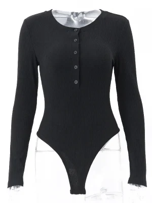 Elegant Ribbed Knit Bodysuit – ...