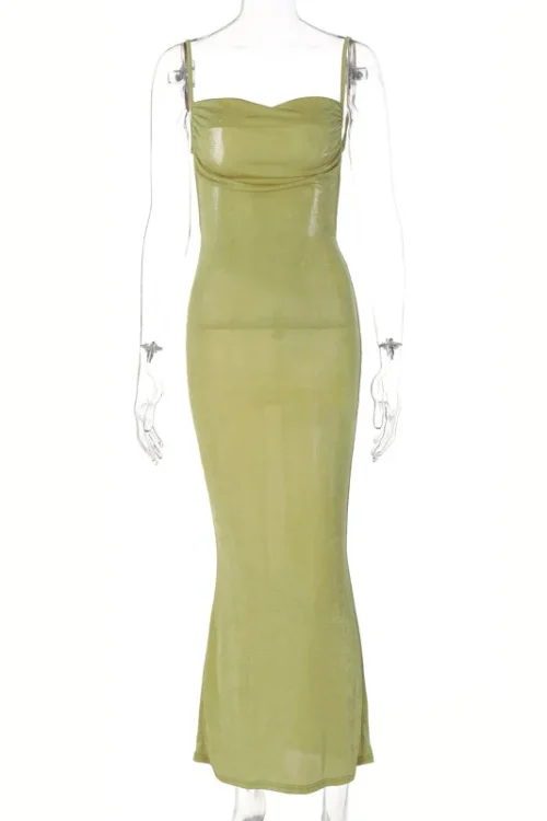 Elegant Draped Maxi Dress – Summer Club Glam