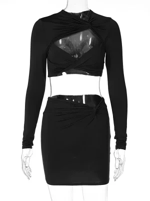 Elegant Long Sleeve Cut Out 2-Piece S...