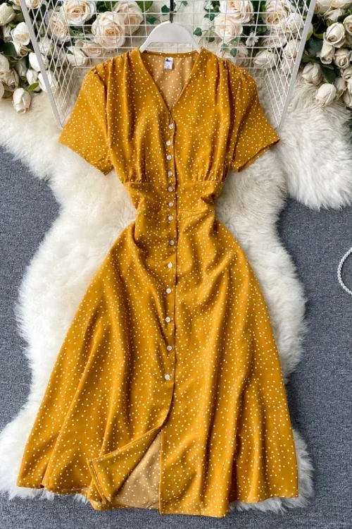 Vintage Polka Dot Chiffon Dress: 2024...