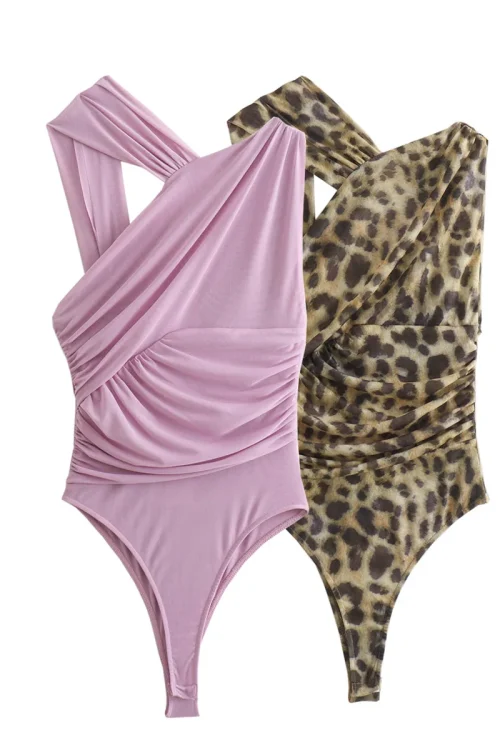 Leopard Luxe: Vintage Irregular Bodysuit for Holiday Chic