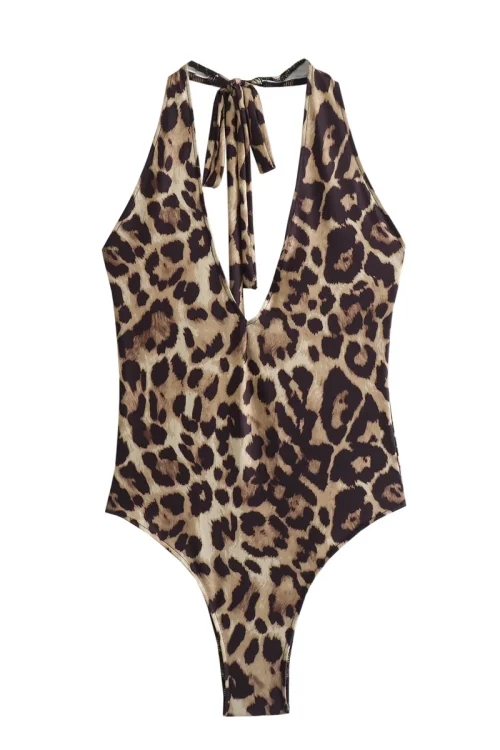 Wildly Chic: Vintage Leopard Halter Bodysuit for Holiday Glamour