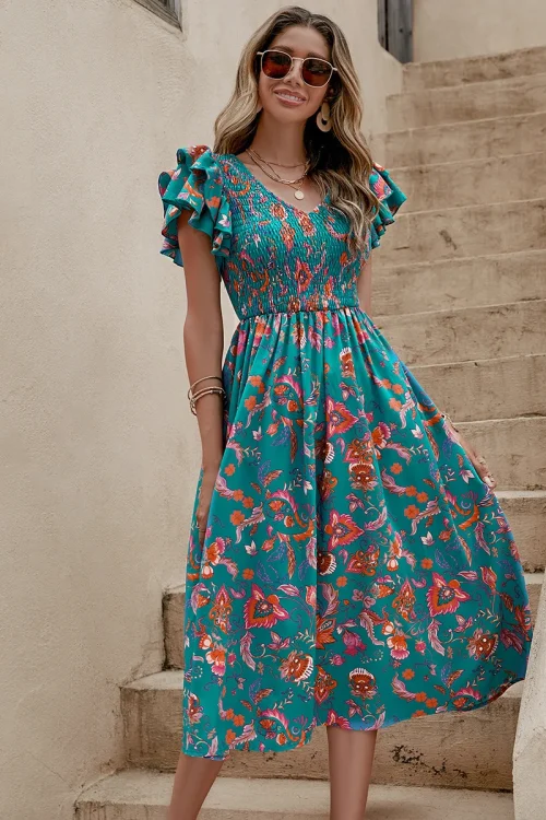 Floral Chiffon Maxi Dress – V-N...