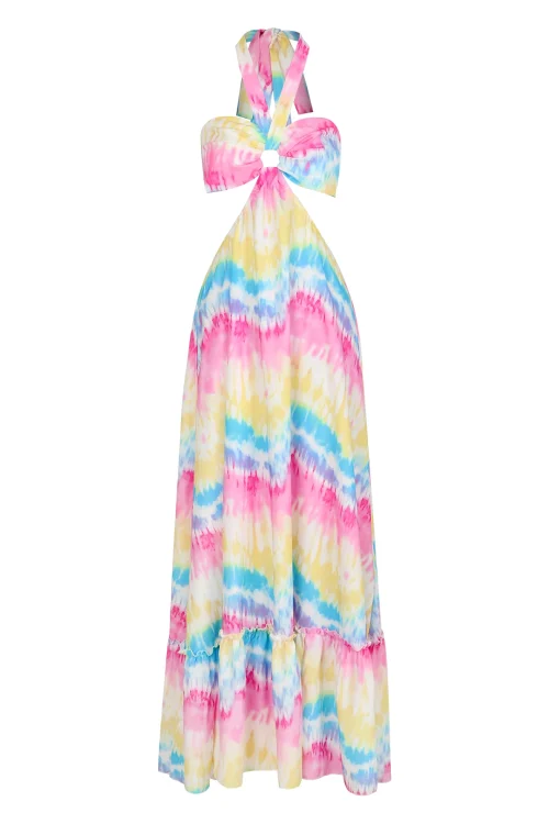 2024 Colorful Print Halter Maxi Dress...