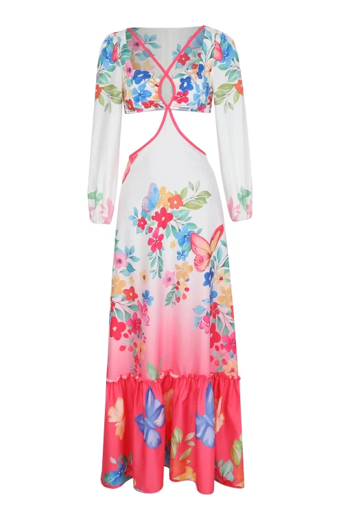 2024 Floral Print Halter Dress: Long ...