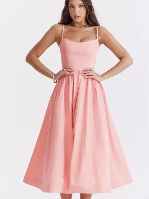 Elegant A-line Midi Dress – Spa...