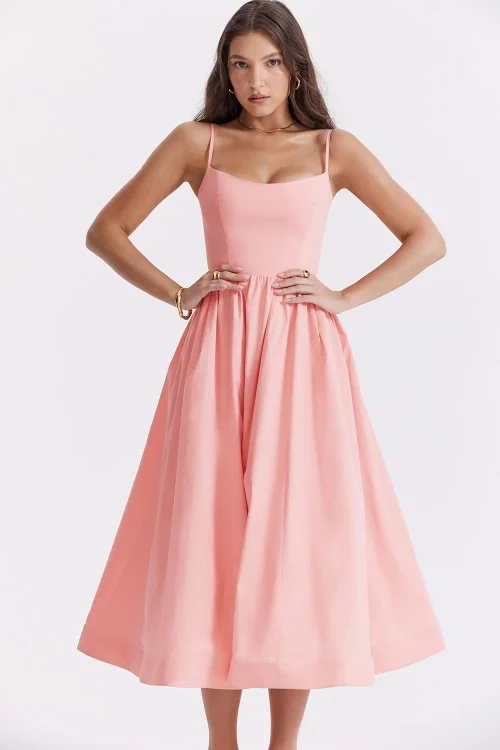 Elegant A-line Midi Dress – Spa...