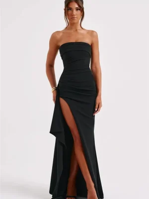 Strapless Backless High Split Maxi Dress