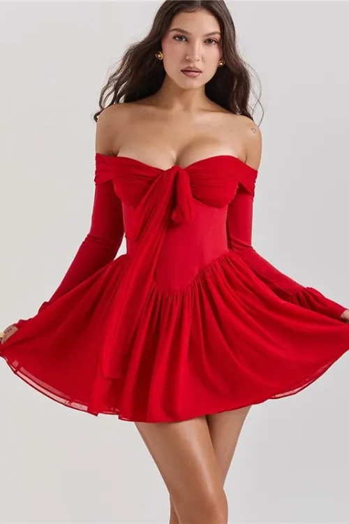 Red Strapless Backless Mini Dress &#8...