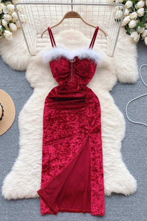 Christmas Red Velvet Maxi Dress &#821...