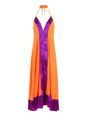 Elegant Maxi Dress – Halter Sleeveless Backless Casual Loose Tie-Up Robe for Summer Beach Holiday