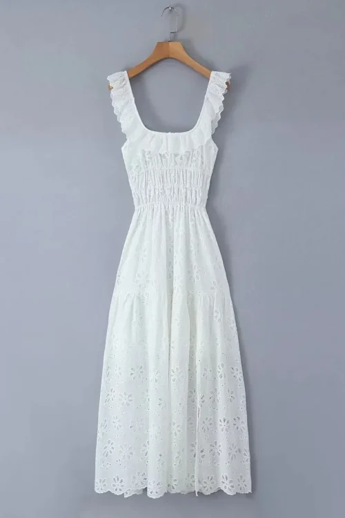 2024 White Embroidered Long Dress &#8...