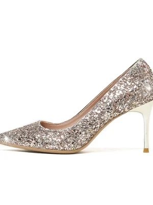 French Crystal Sequin Bridal Pumps &#...