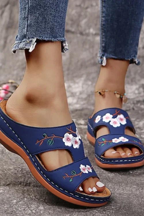 Floral Peep Toe Retro Sandals –...