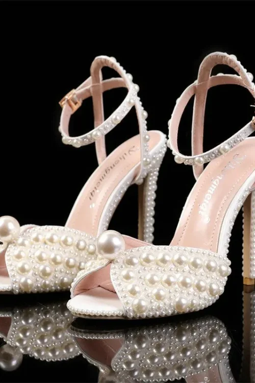 2024 Handmade Pearl Stiletto Sandals ...