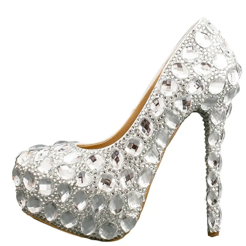 Crystal Rhinestone Wedding Pumps – High Heel Bridal Shoes