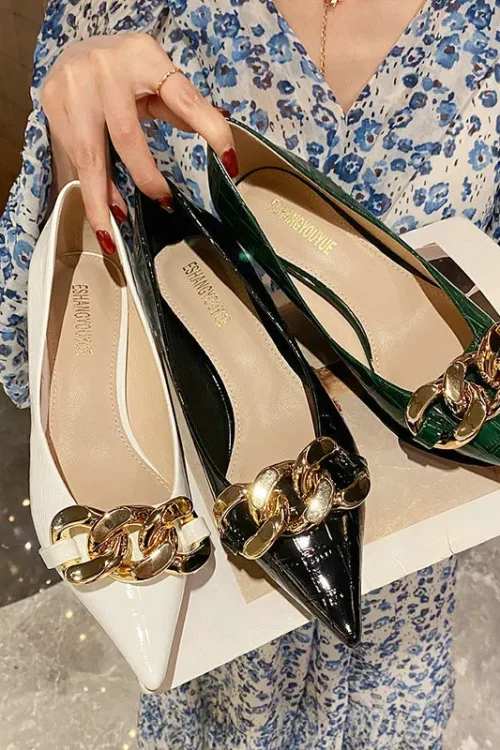 Fashion Solid Color Pointed Toe Pumps...