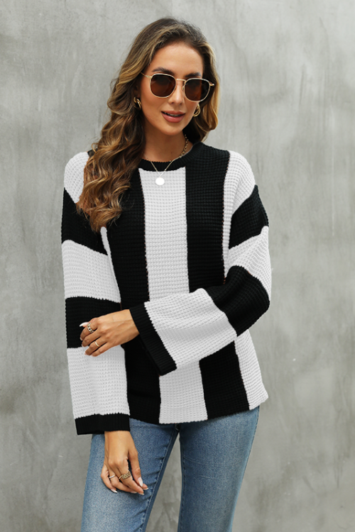 Retro Color-Matching Striped Sweater