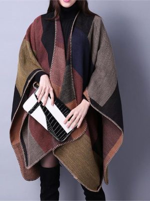 Ethnic Lattice Travel Shawl Cape