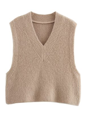 Classic V-Neck Short Knitted Sweater Vest