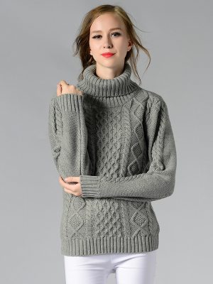 Turtleneck Twisted Long Sleeve Sweate...