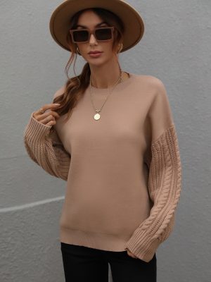 Thick Needle Twisted Round Neck Sweat...