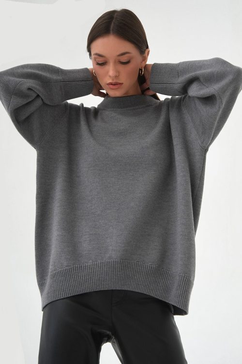 Solid Color Round Neck Sweater: Offic...