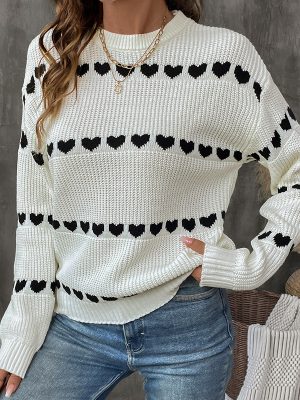 Women’s White Love Sweater: Aut...