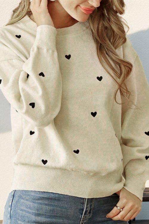 Women’s Fall Valentine’s Day Love Sweater: Round Neck