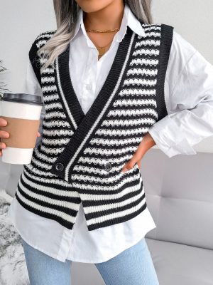 Women’s Striped College Knit Ve...