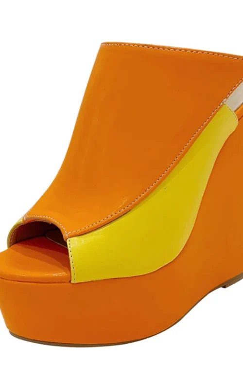 2024 Orange Leather Platform Wedges &...