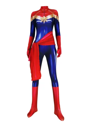 Captain Marvel Carol Danvers Costume – Superhero Halloween Zentai Jumpsuit