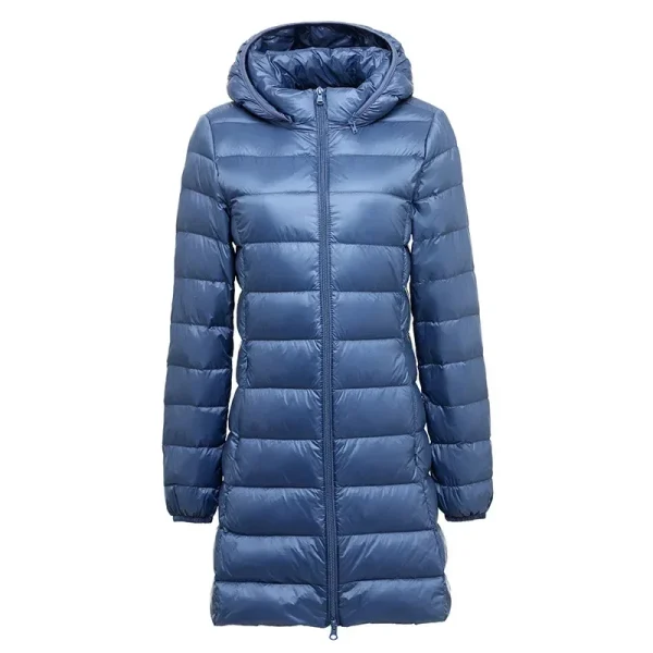 Plus Size Women's Mid-Length Down Jacket - Lightweight, Warm, with Detachable Hood - Image 3